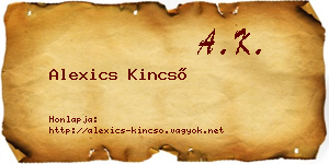 Alexics Kincső névjegykártya